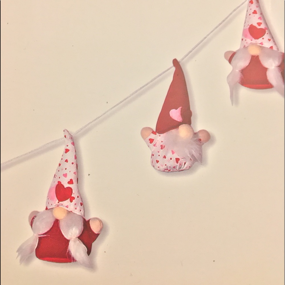 Valentines Day Decoration Gnome Garland 6’ Love NEW Pink & Red Hearts - Picture 16 of 16